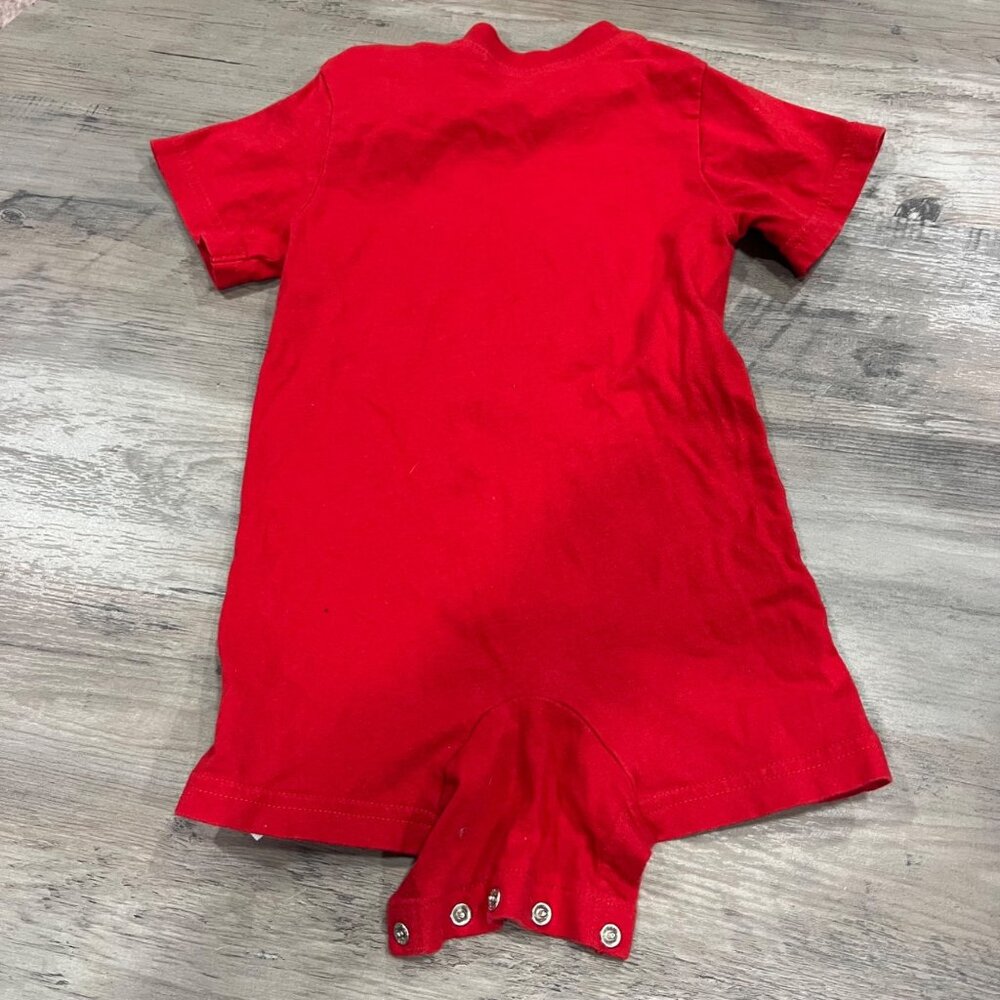 Adidas Baby Red Bodysuit 18M Short Sleeve Snap Closure Camo Logo Cotton